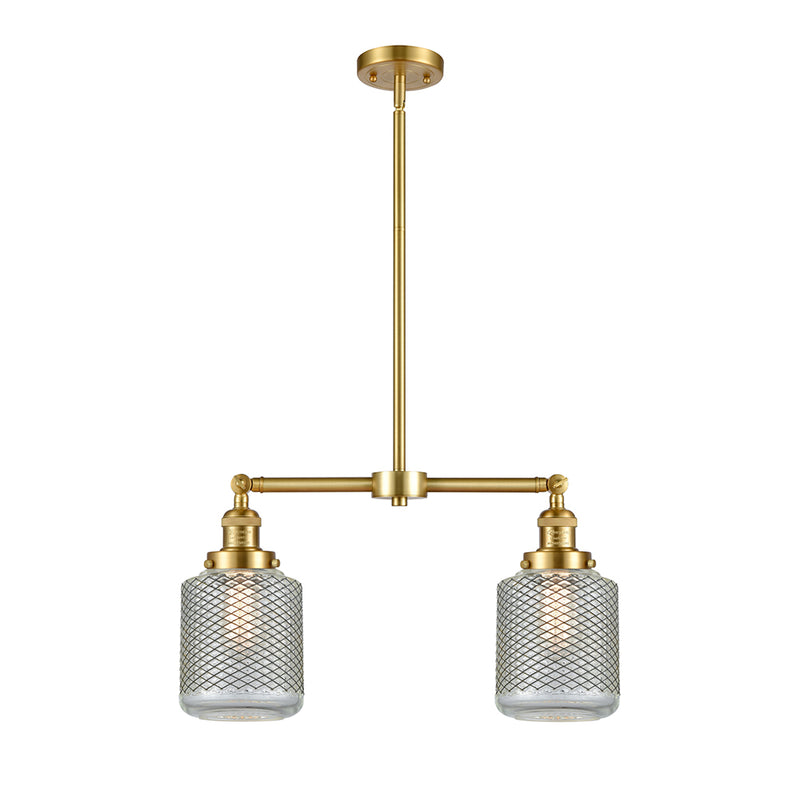 Stanton Island Light shown in the Satin Gold finish with a Clear Wire Mesh shade