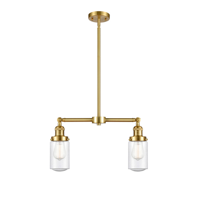 Dover Island Light shown in the Satin Gold finish with a Seedy shade