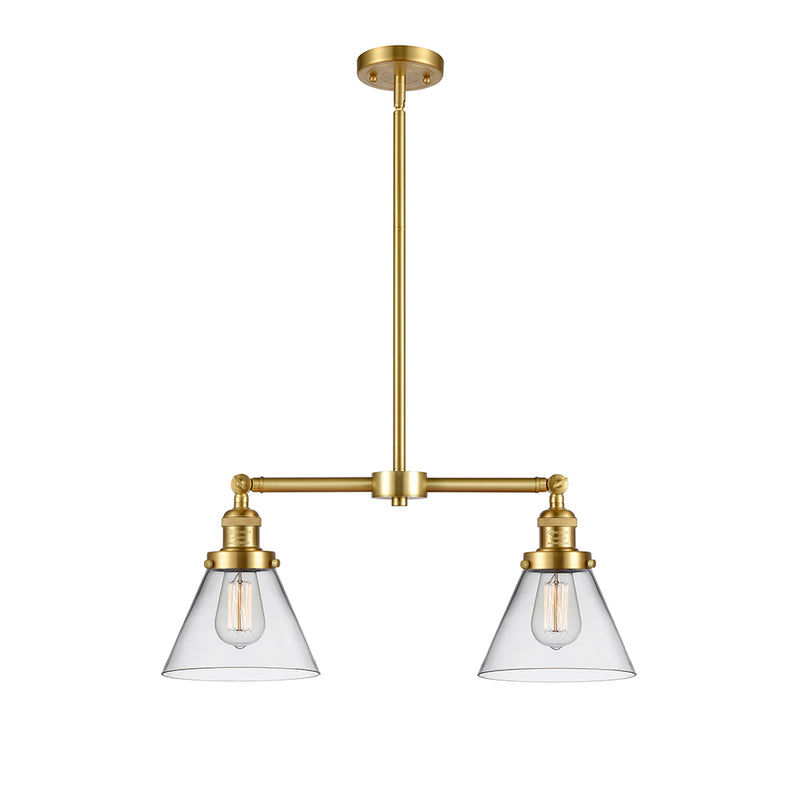 Cone Island Light shown in the Satin Gold finish with a Clear shade