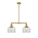 Bell Island Light shown in the Satin Gold finish with a Clear shade