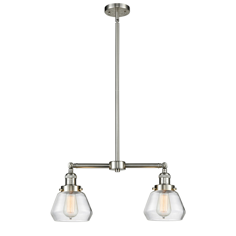 Fulton Island Light shown in the Brushed Satin Nickel finish with a Clear shade