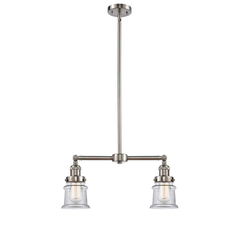 Canton Island Light shown in the Brushed Satin Nickel finish with a Clear shade