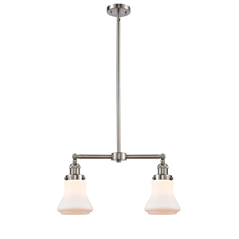 Bellmont Island Light shown in the Brushed Satin Nickel finish with a Matte White shade