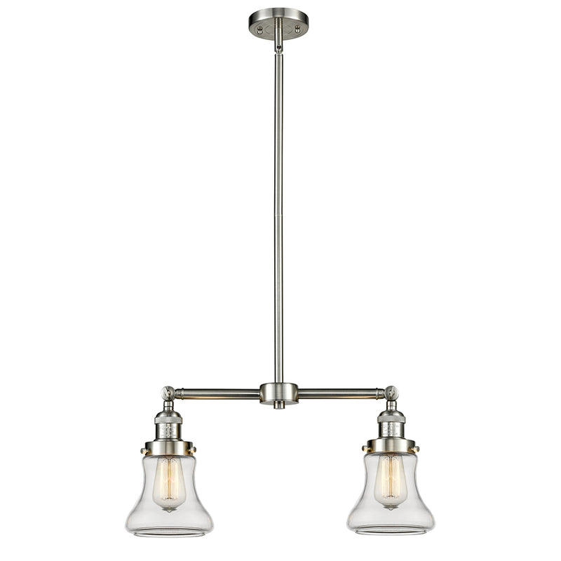 Bellmont Island Light shown in the Brushed Satin Nickel finish with a Clear shade