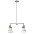 Bellmont Island Light shown in the Brushed Satin Nickel finish with a Seedy shade