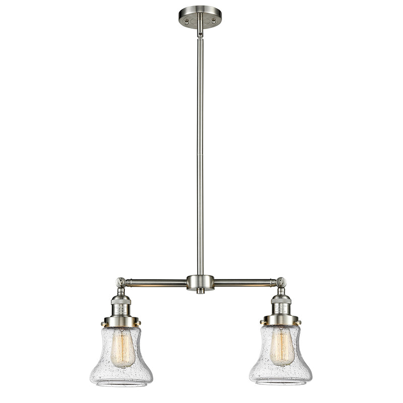 Bellmont Island Light shown in the Brushed Satin Nickel finish with a Seedy shade