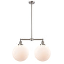 Beacon Island Light shown in the Brushed Satin Nickel finish with a Matte White shade