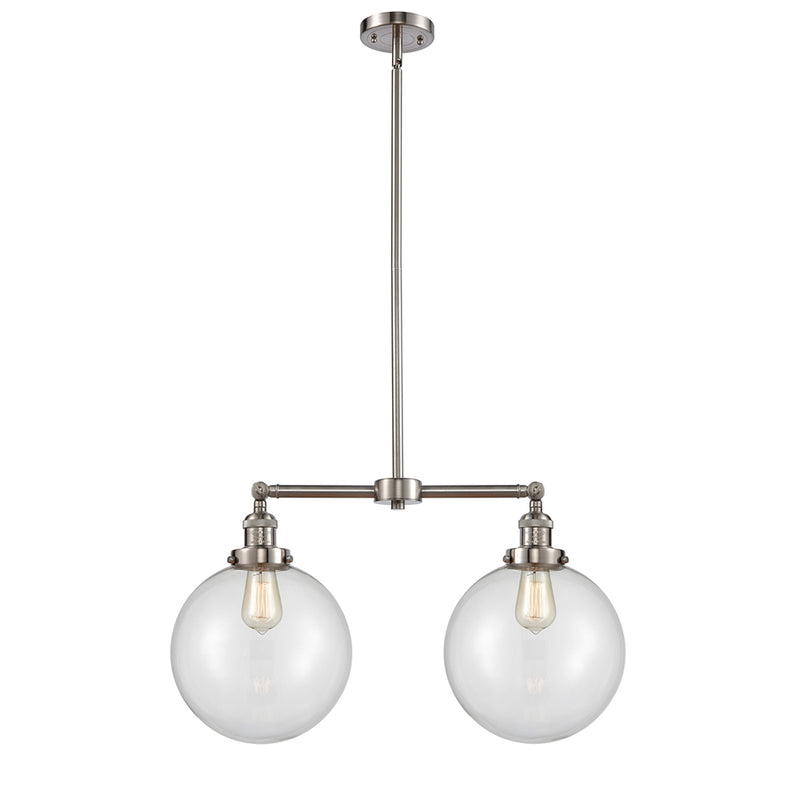 Beacon Island Light shown in the Brushed Satin Nickel finish with a Clear shade