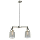 Stanton Island Light shown in the Brushed Satin Nickel finish with a Clear Wire Mesh shade