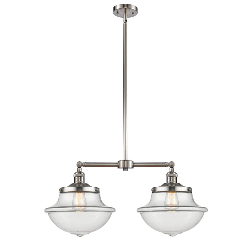 Oxford Island Light shown in the Brushed Satin Nickel finish with a Clear shade