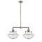 Oxford Island Light shown in the Brushed Satin Nickel finish with a Seedy shade