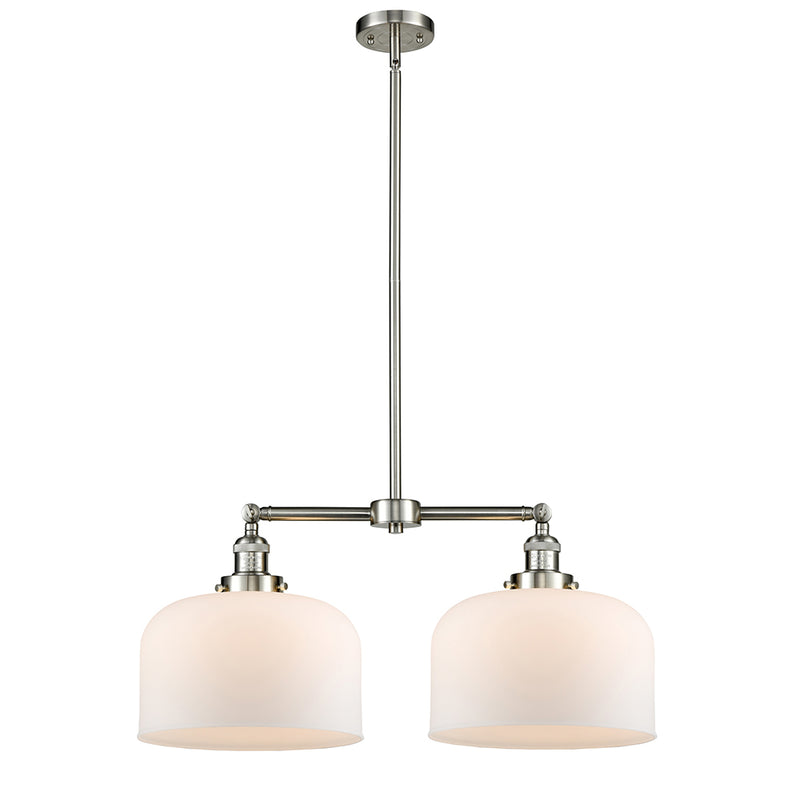 Bell Island Light shown in the Brushed Satin Nickel finish with a Matte White shade