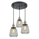 Chatham Multi-Pendant shown in the Black Antique Brass finish with a Clear shade