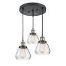 Fulton Multi-Pendant shown in the Black Antique Brass finish with a Clear shade