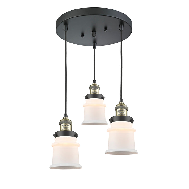 Canton Multi-Pendant shown in the Black Antique Brass finish with a Matte White shade