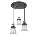 Canton Multi-Pendant shown in the Black Antique Brass finish with a Clear shade