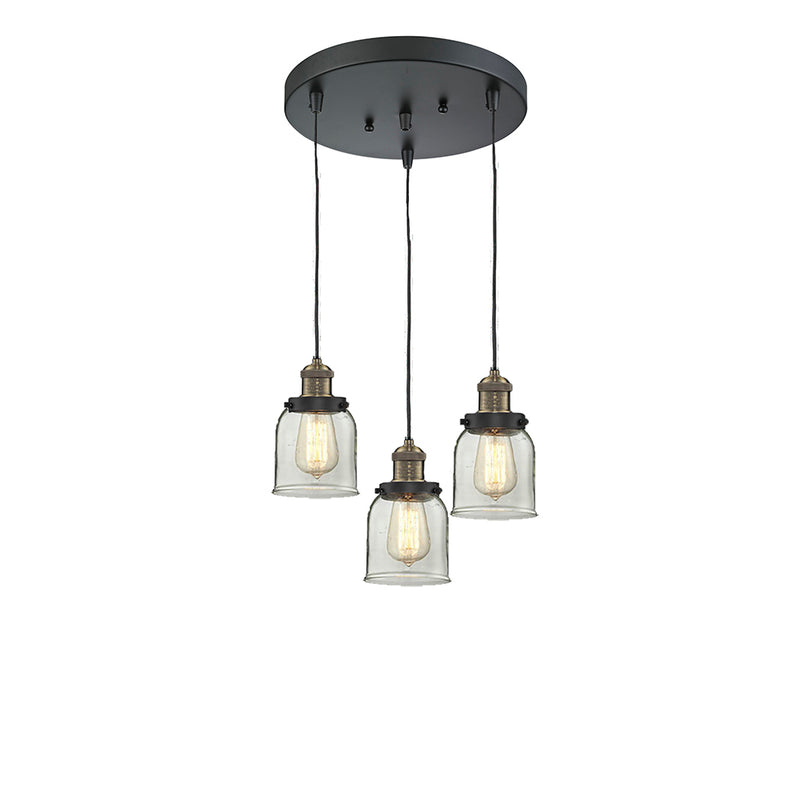 Bell Multi-Pendant shown in the Black Antique Brass finish with a Clear shade