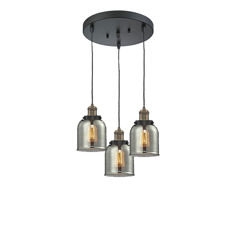 Bell Multi-Pendant shown in the Black Antique Brass finish with a Plated Smoke shade