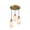 Dover Multi-Pendant shown in the Brushed Brass finish with a Matte White shade