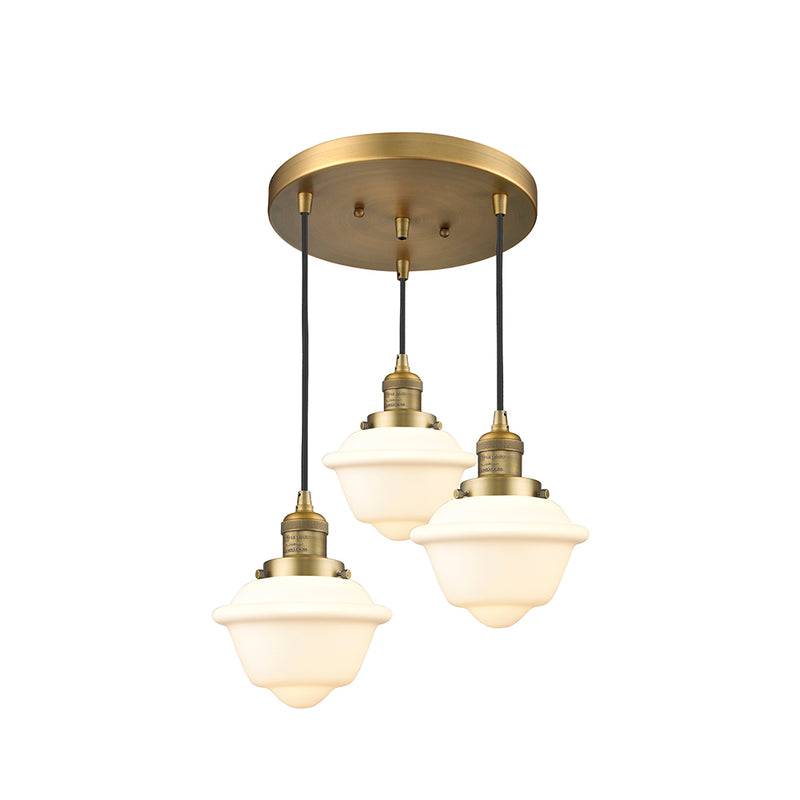 Oxford Multi-Pendant shown in the Brushed Brass finish with a Matte White shade