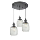 Colton Multi-Pendant shown in the Oil Rubbed Bronze finish with a Clear Halophane shade