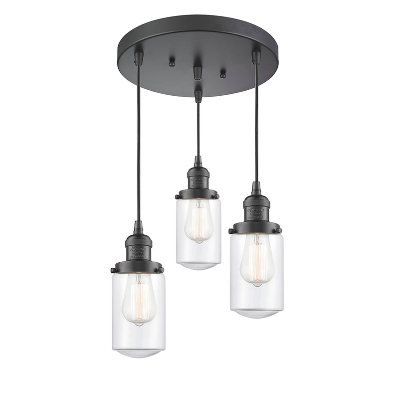 Dover Multi-Pendant shown in the Oil Rubbed Bronze finish with a Clear shade