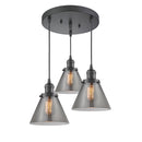 Cone Multi-Pendant shown in the Oil Rubbed Bronze finish with a Plated Smoke shade