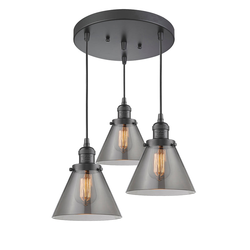 Cone Multi-Pendant shown in the Oil Rubbed Bronze finish with a Plated Smoke shade