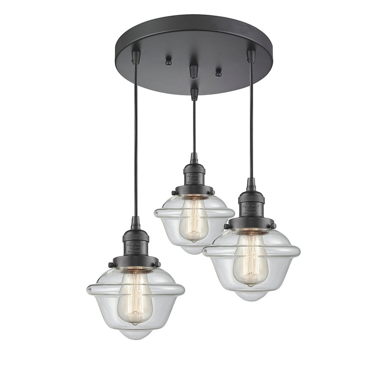 Oxford Multi-Pendant shown in the Oil Rubbed Bronze finish with a Clear shade