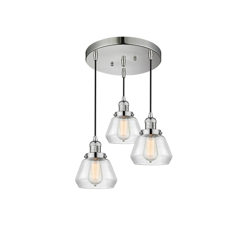 Fulton Multi-Pendant shown in the Polished Nickel finish with a Clear shade