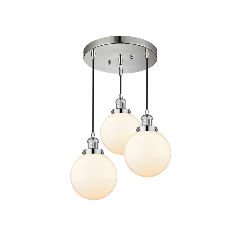 Beacon Multi-Pendant shown in the Polished Nickel finish with a Matte White shade