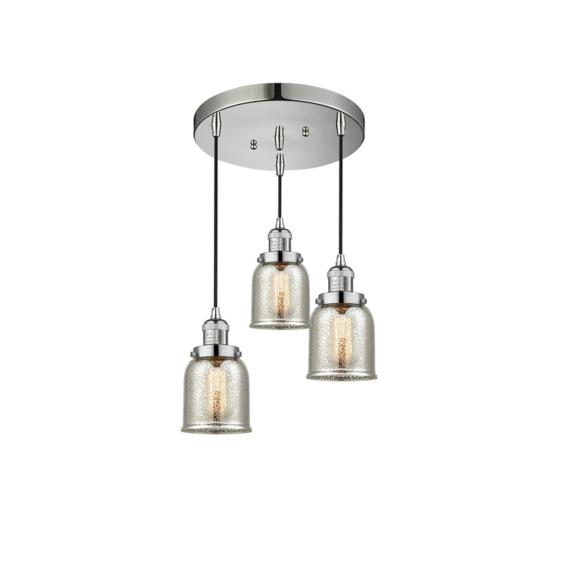 Bell Multi-Pendant shown in the Polished Nickel finish with a Silver Plated Mercury shade