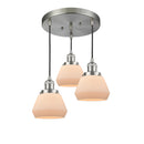 Fulton Multi-Pendant shown in the Brushed Satin Nickel finish with a Matte White shade