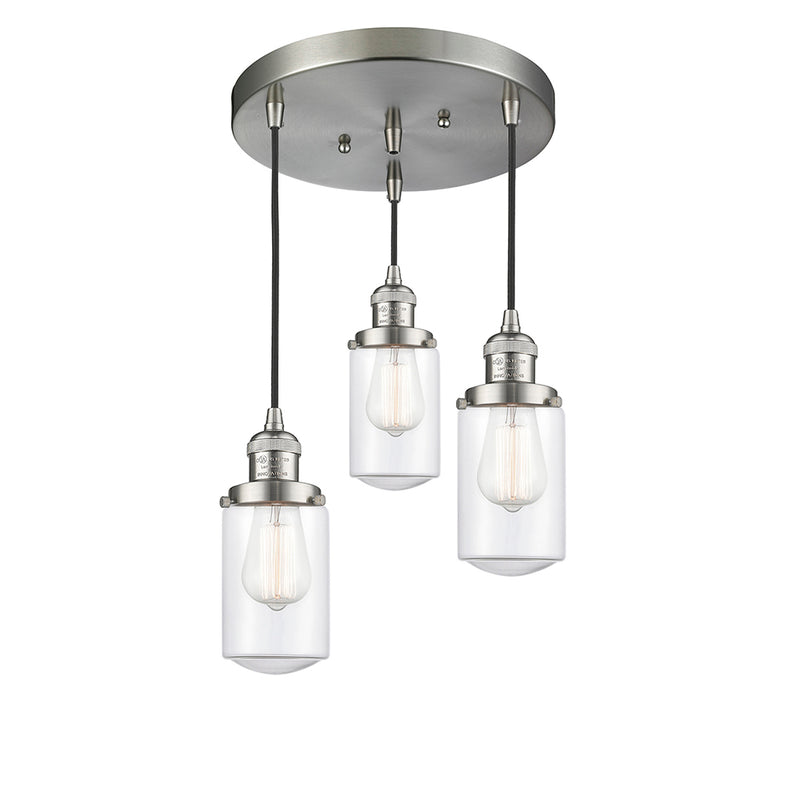 Dover Multi-Pendant shown in the Brushed Satin Nickel finish with a Seedy shade