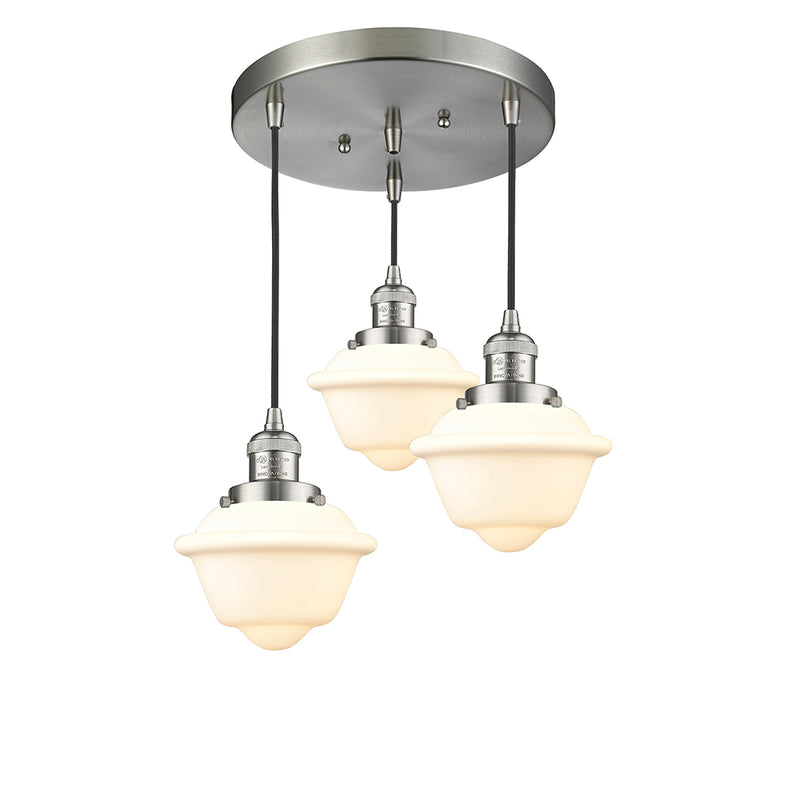 Oxford Multi-Pendant shown in the Brushed Satin Nickel finish with a Matte White shade