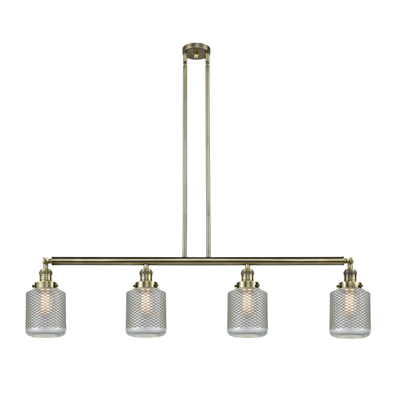 Stanton Island Light shown in the Antique Brass finish with a Clear Wire Mesh shade