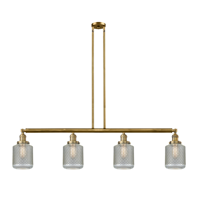 Stanton Island Light shown in the Brushed Brass finish with a Clear Wire Mesh shade