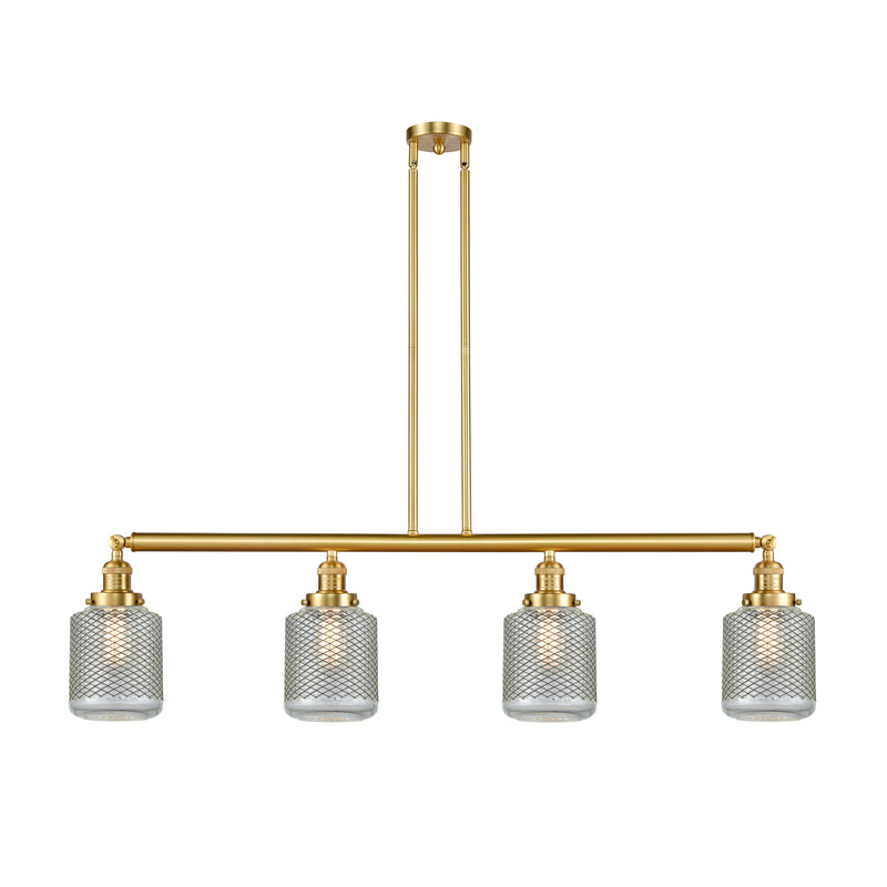 Stanton Island Light shown in the Satin Gold finish with a Clear Wire Mesh shade