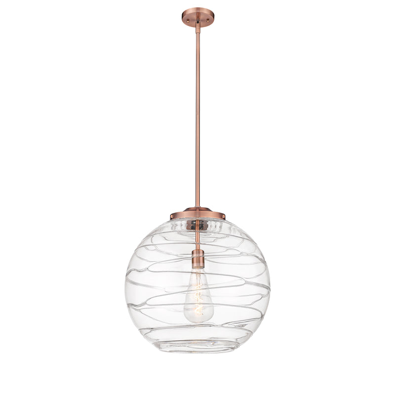 Deco Swirl Pendant shown in the Antique Copper finish with a Clear shade