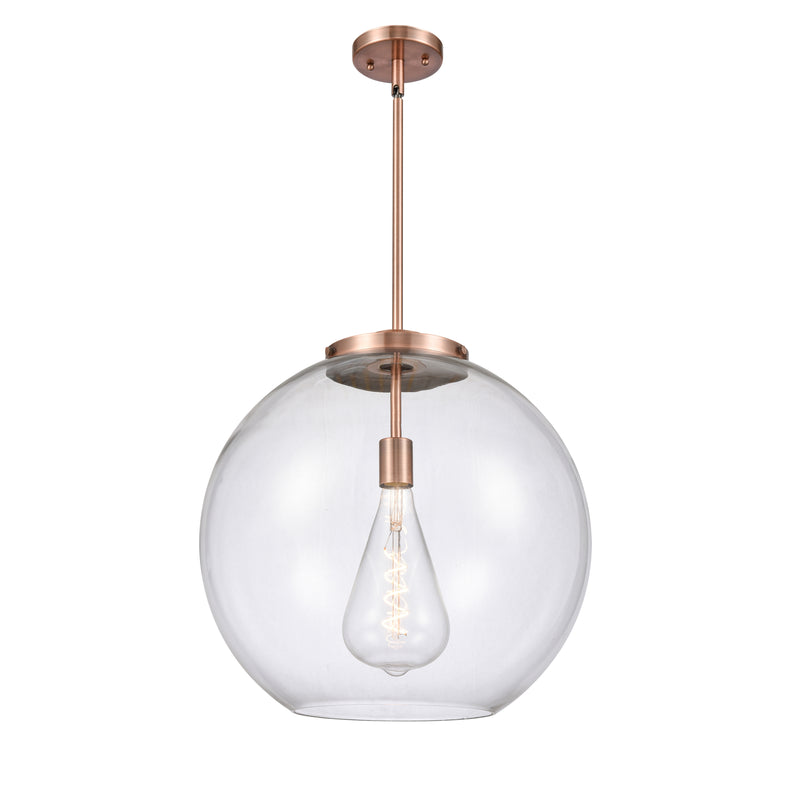 Athens Pendant shown in the Antique Copper finish with a Clear shade