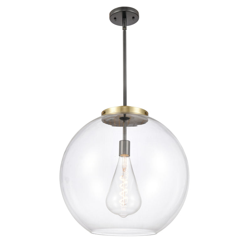 Athens Pendant shown in the Black Antique Brass finish with a Clear shade