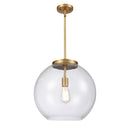 Athens Pendant shown in the Brushed Brass finish with a Seedy shade