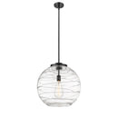 Deco Swirl Pendant shown in the Matte Black finish with a Clear shade