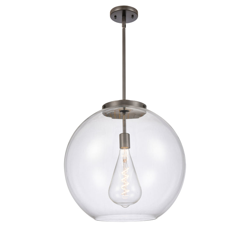 Athens Pendant shown in the Oil Rubbed Bronze finish with a Clear shade