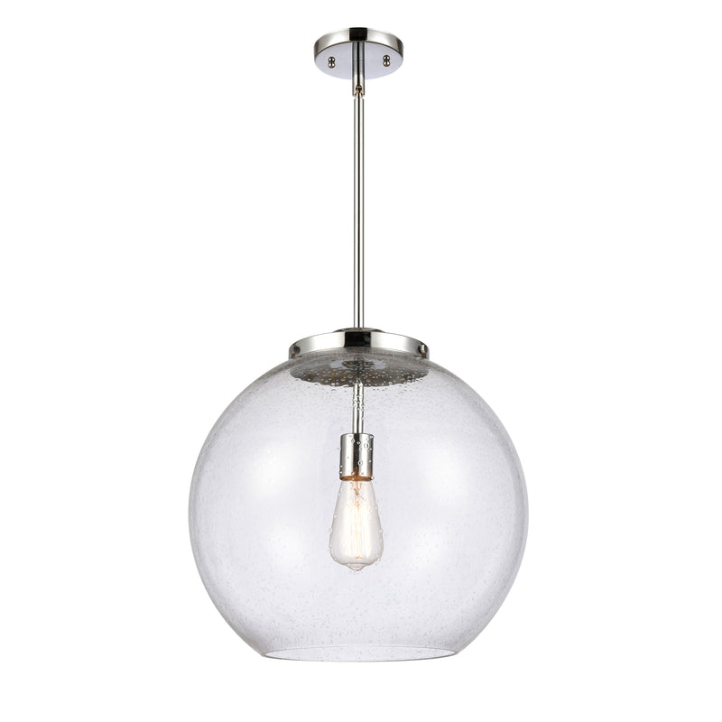 Athens Pendant shown in the Polished Chrome finish with a Seedy shade