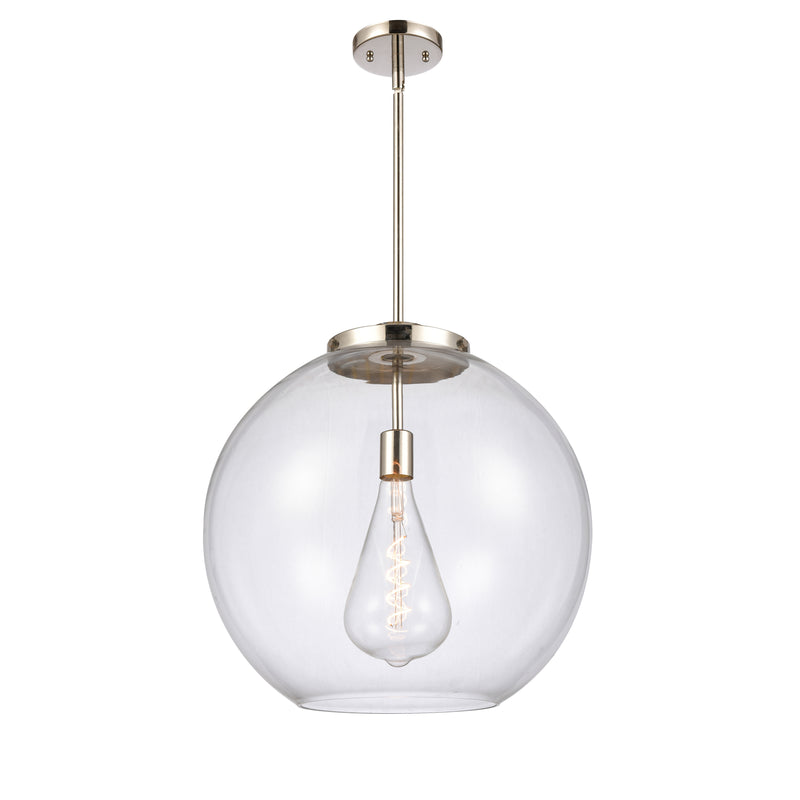 Athens Pendant shown in the Polished Nickel finish with a Clear shade