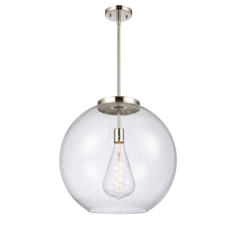 Athens Pendant shown in the Polished Nickel finish with a Seedy shade