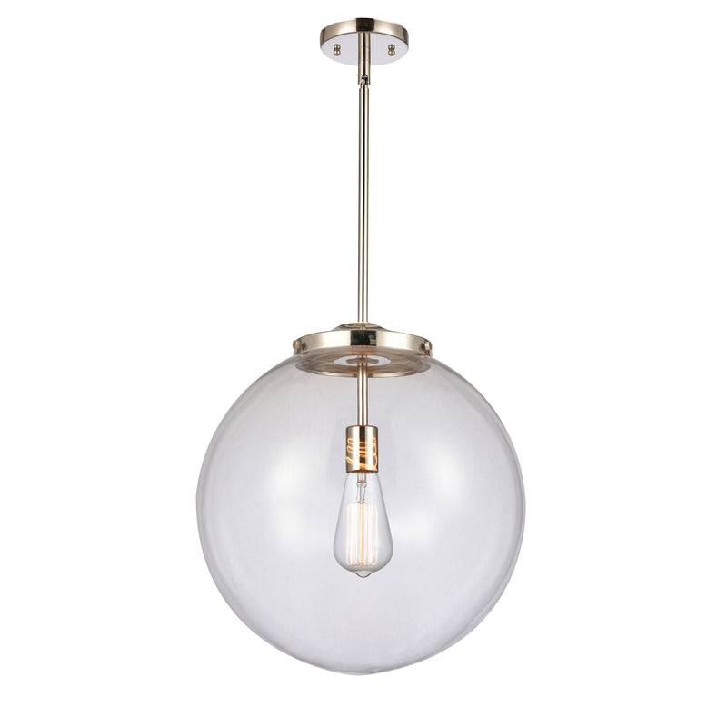 Beacon Pendant shown in the Polished Nickel finish with a Clear shade