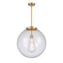 Beacon Pendant shown in the Satin Gold finish with a Clear shade