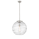 Deco Swirl Pendant shown in the Brushed Satin Nickel finish with a Clear shade